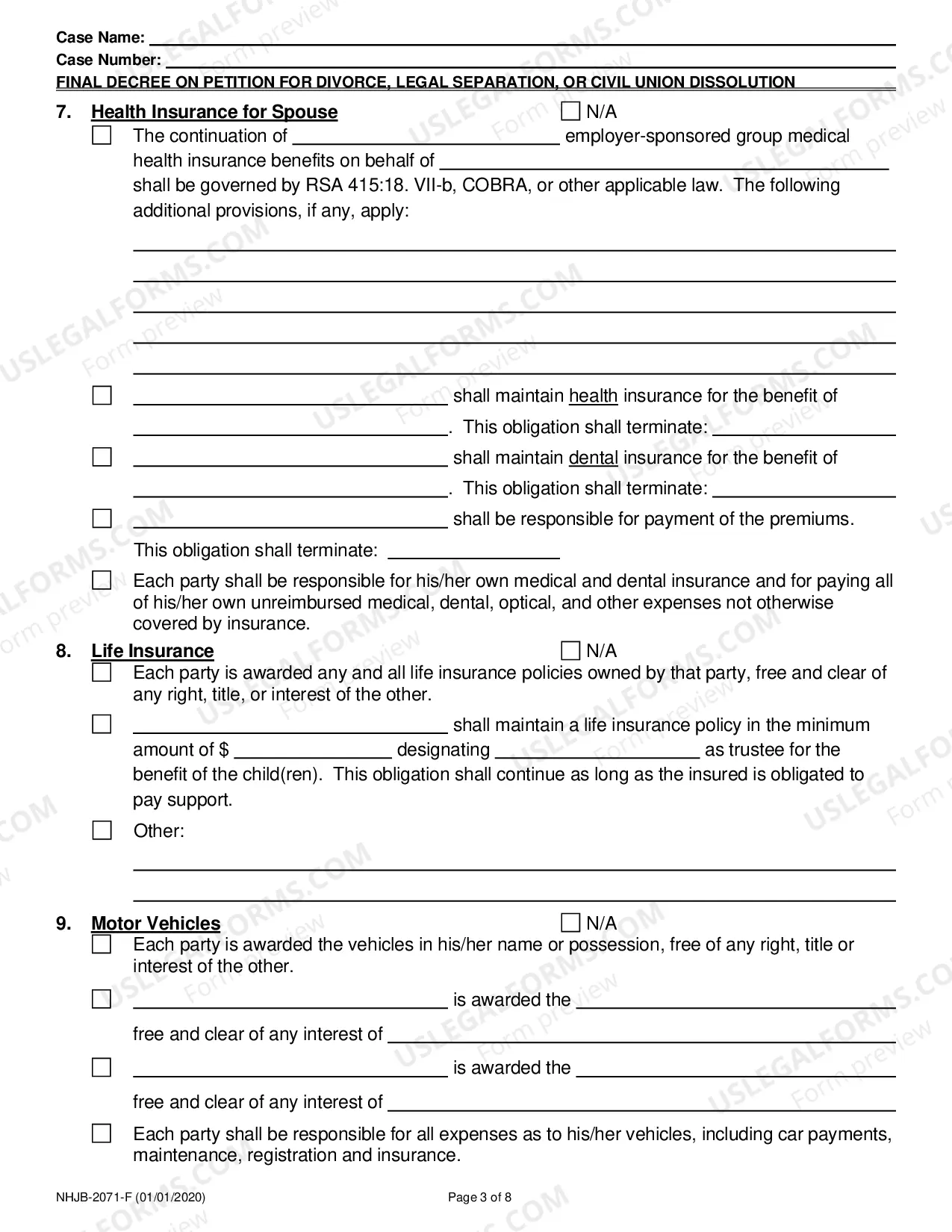 Preview Final Decree on Divorce or Legal Separation