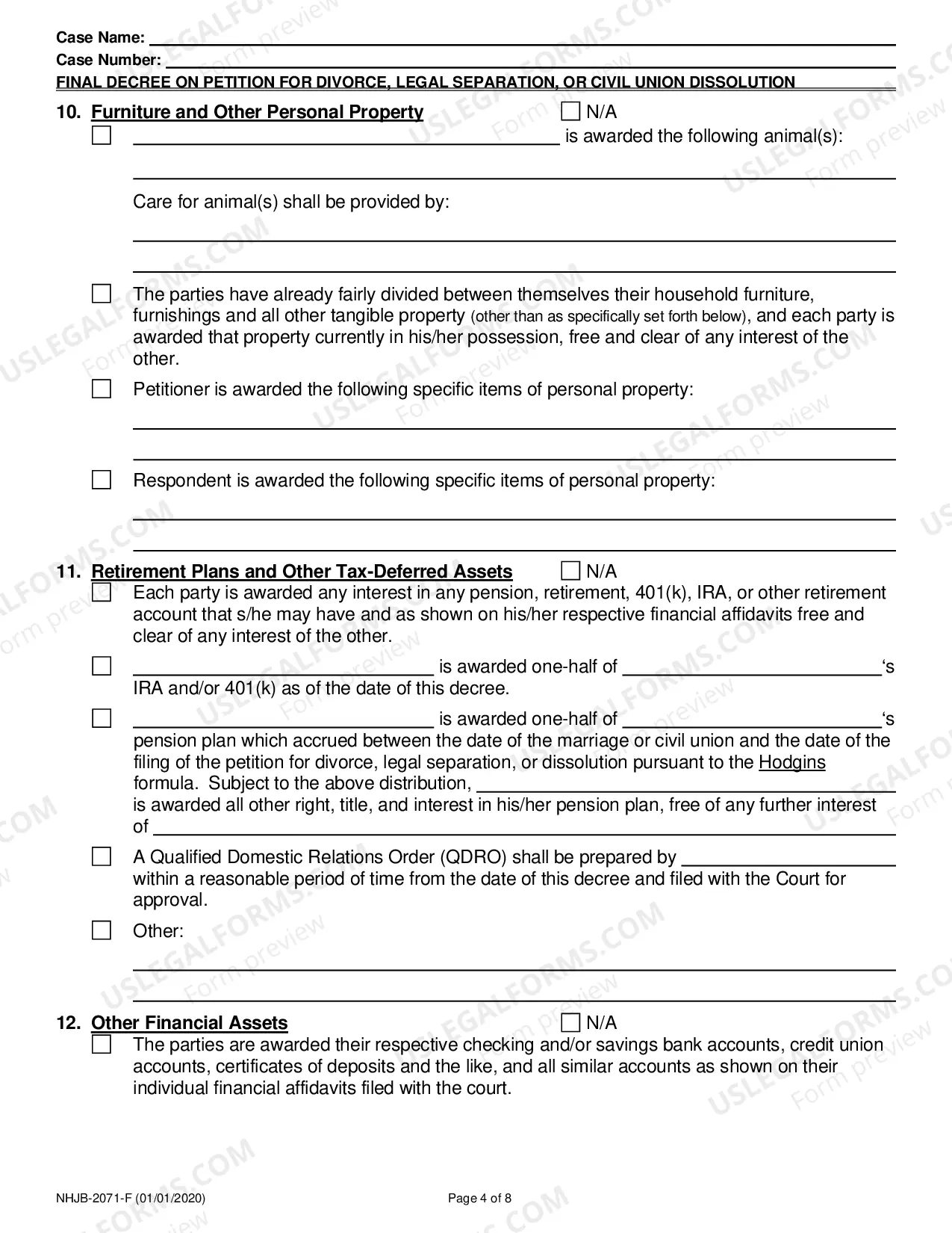 Preview Final Decree on Divorce or Legal Separation