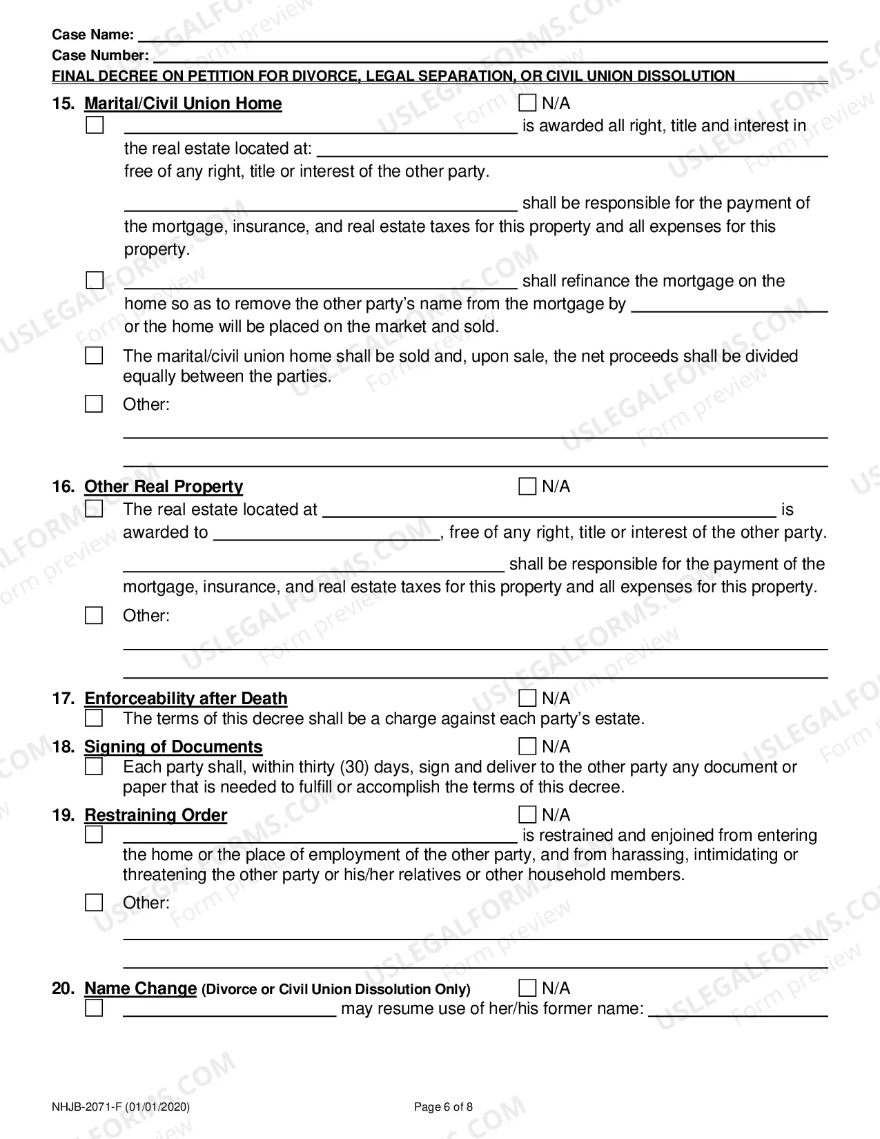 Preview Final Decree on Divorce or Legal Separation