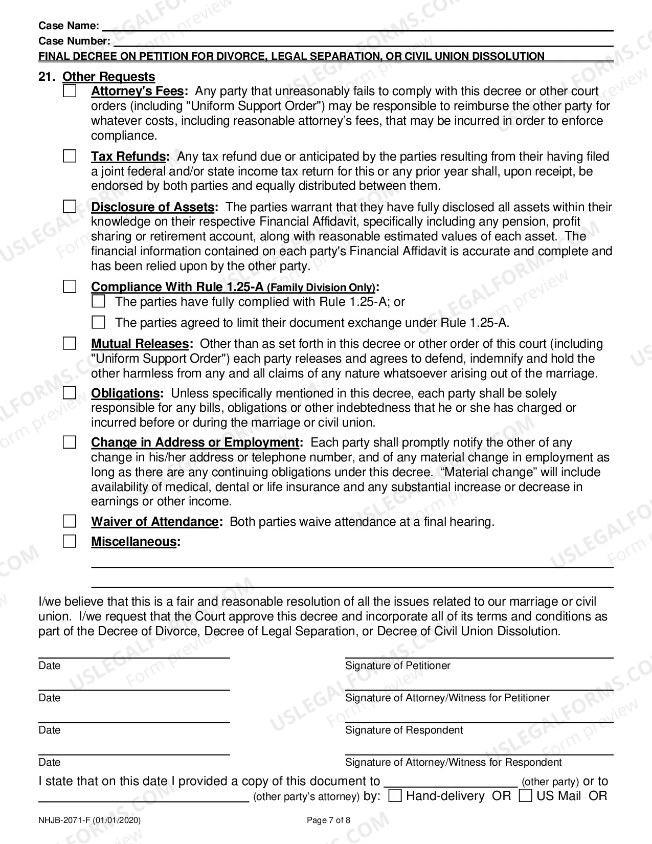 Preview Final Decree on Divorce or Legal Separation