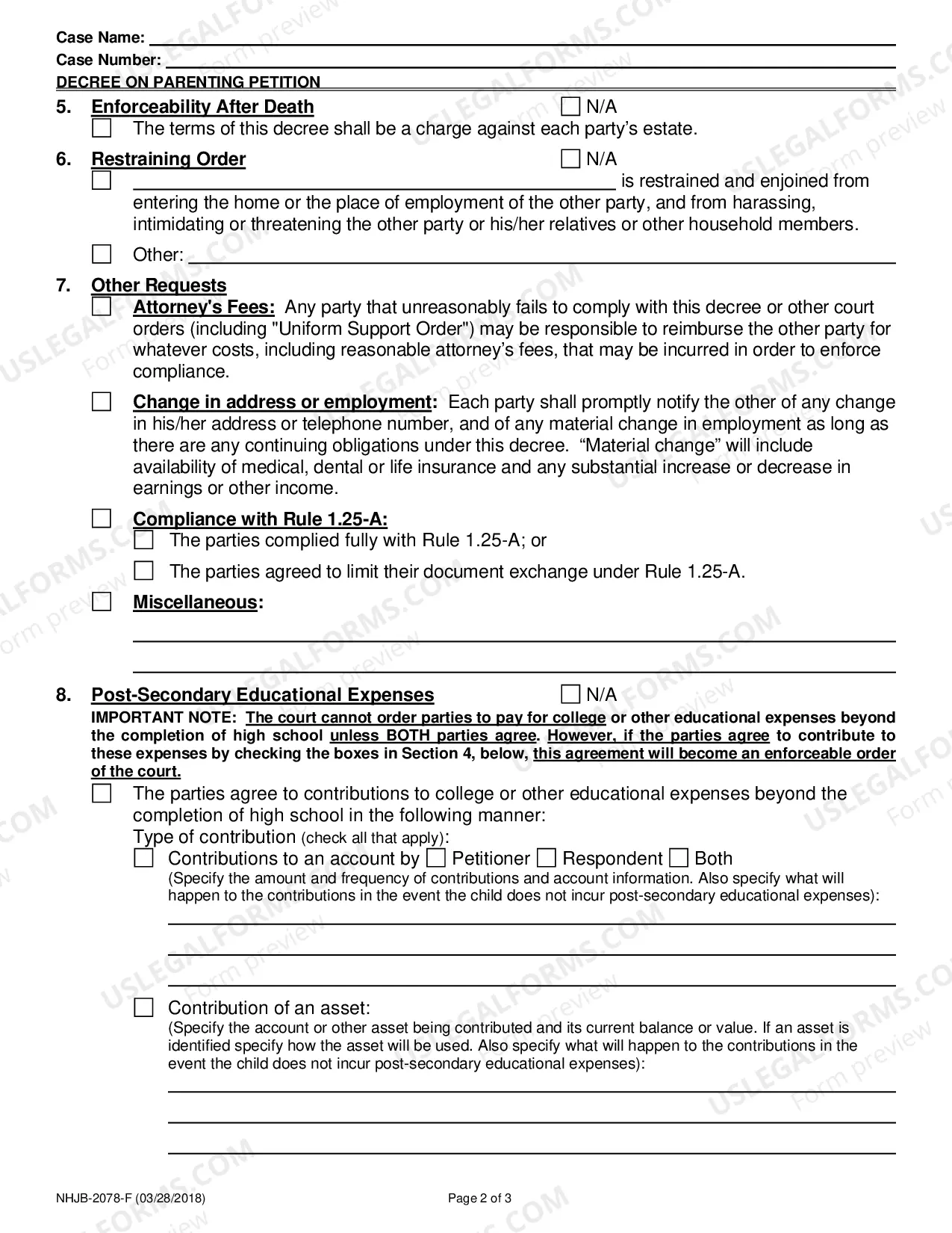 Preview Decree on Parenting Plan