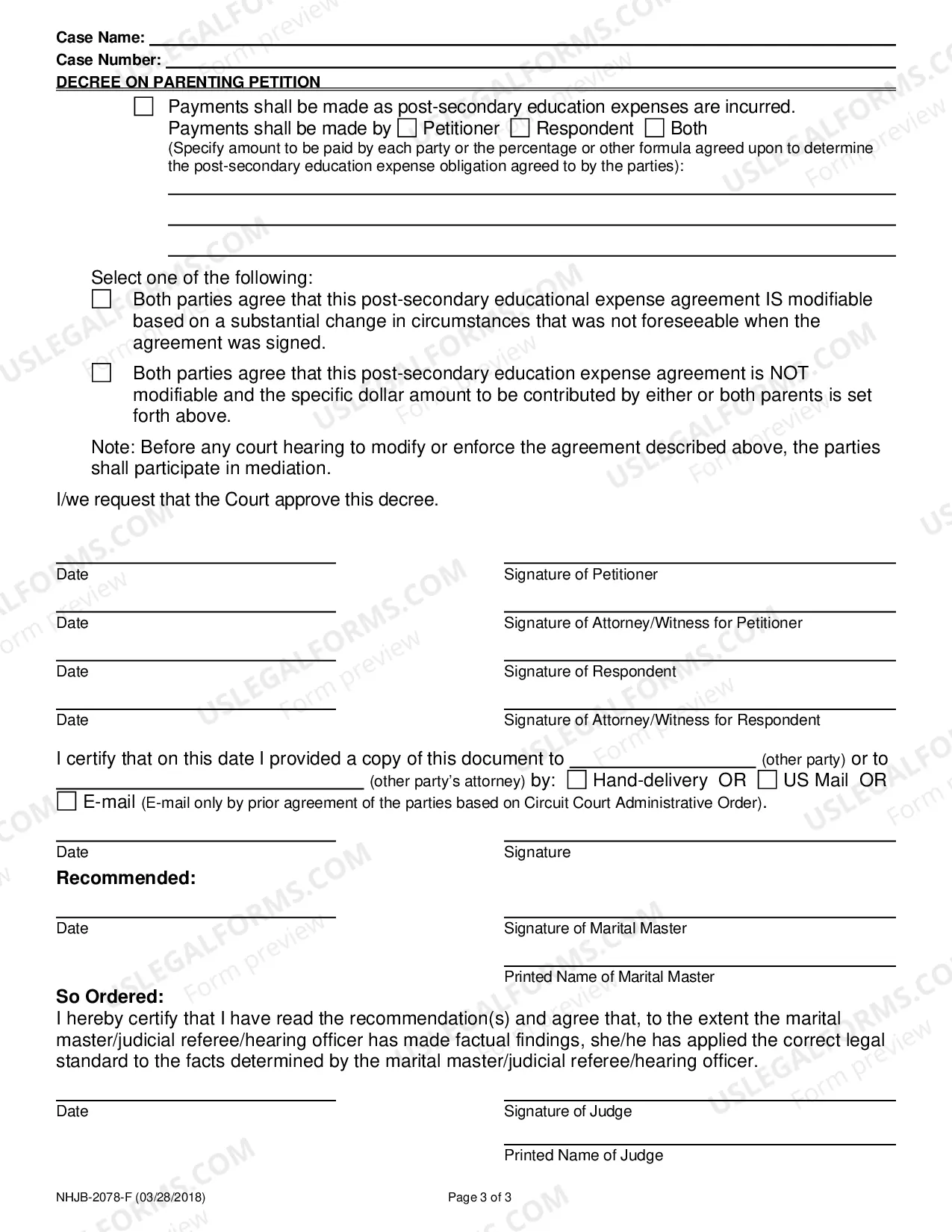 Preview Decree on Parenting Plan