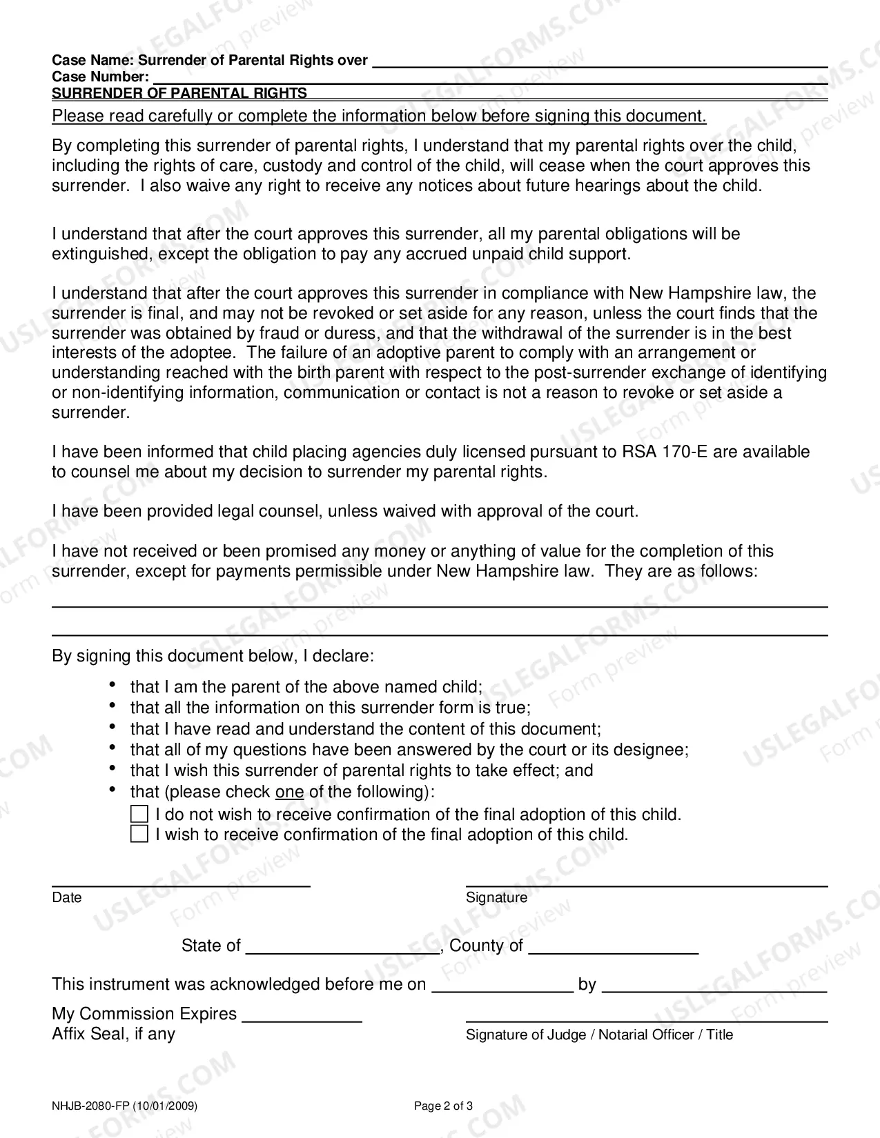 Preview Surrender of Parental Rights