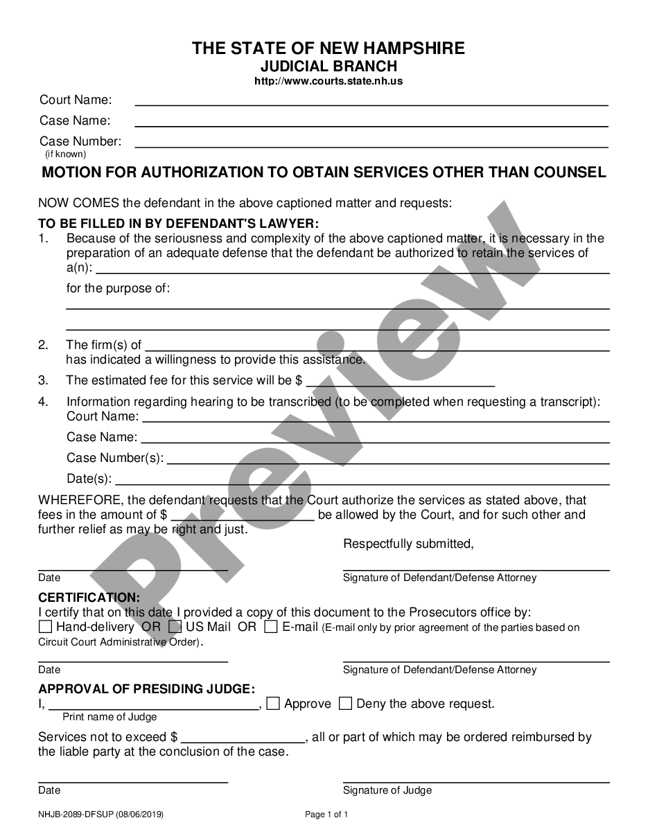 form Motion for Authorization to Obtain Services Other Than Council preview