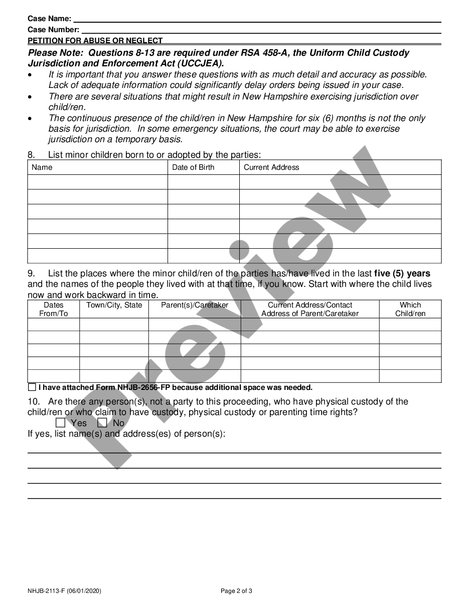 page 1 Petition for Abuse / Neglect preview
