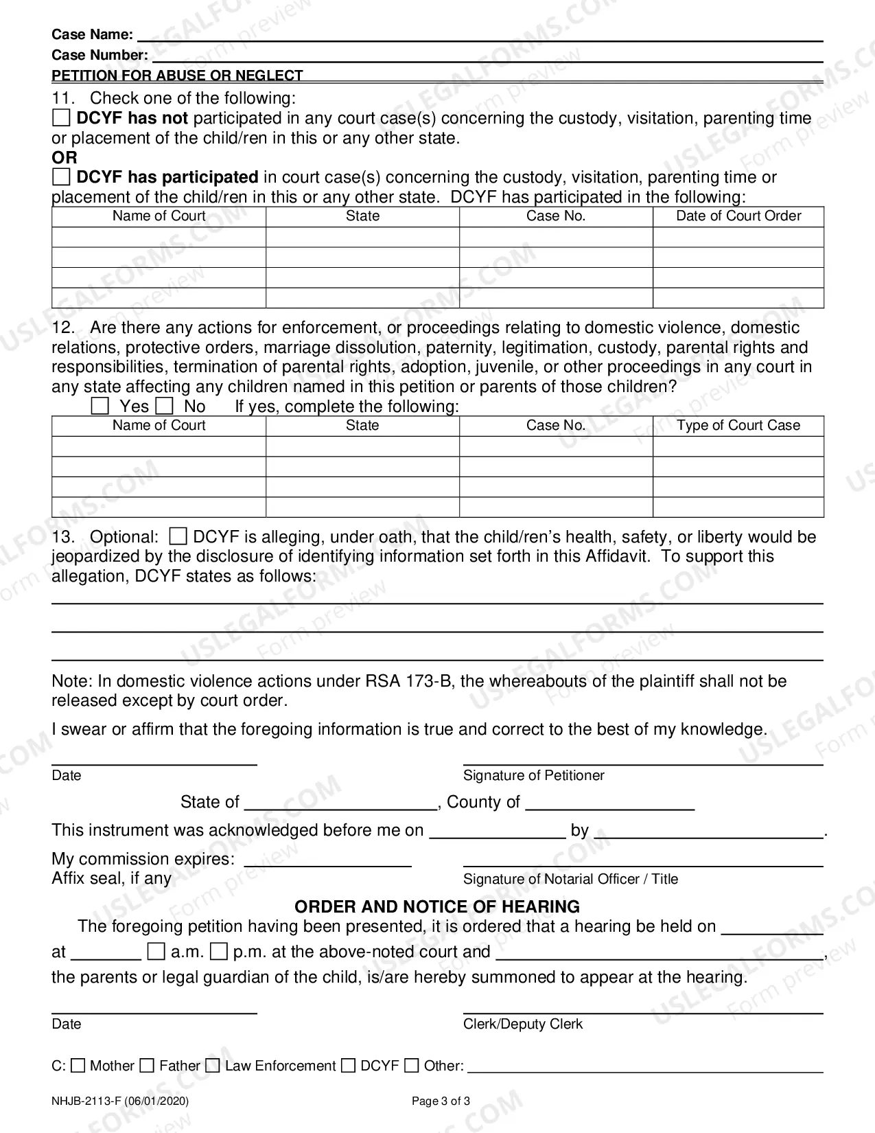 Preview Petition for Abuse / Neglect