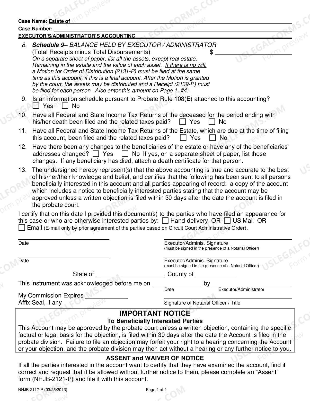 Preview Executor or Administrator Accounting