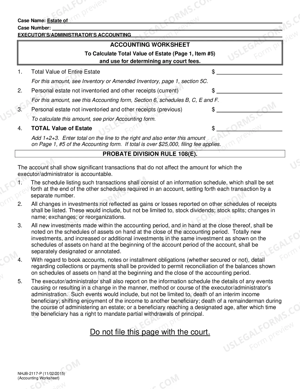 Preview Executor or Administrator Accounting