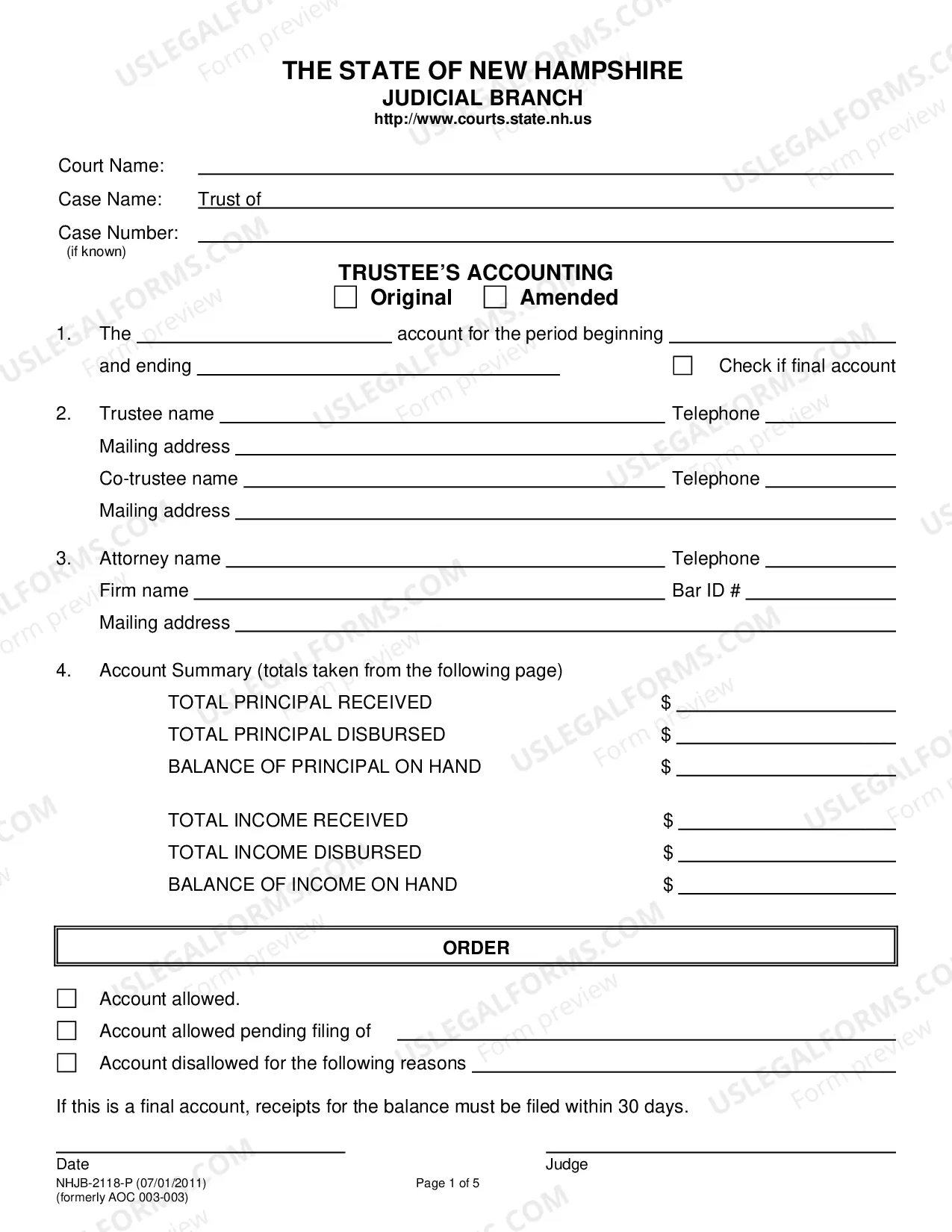 New Hampshire Trustee Withholding Tax US Legal Forms