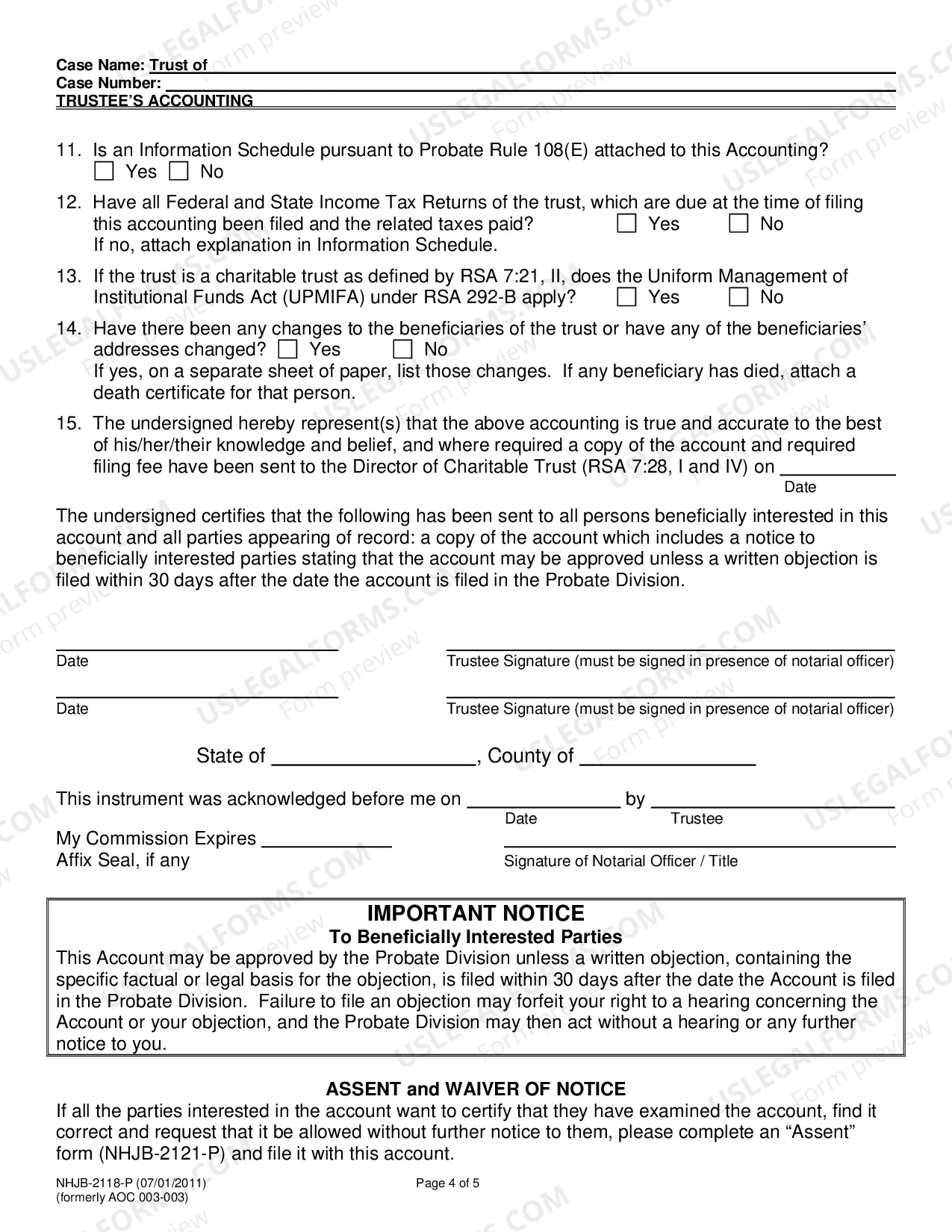Preview Trustee Accounting