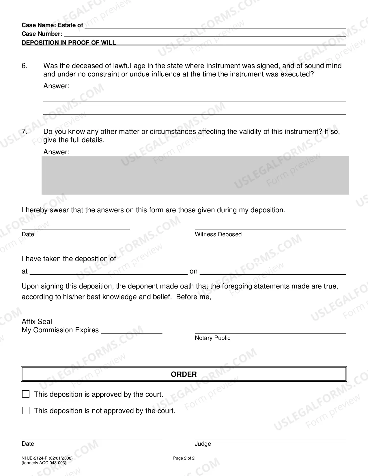 Preview Deposition in Proof of Will