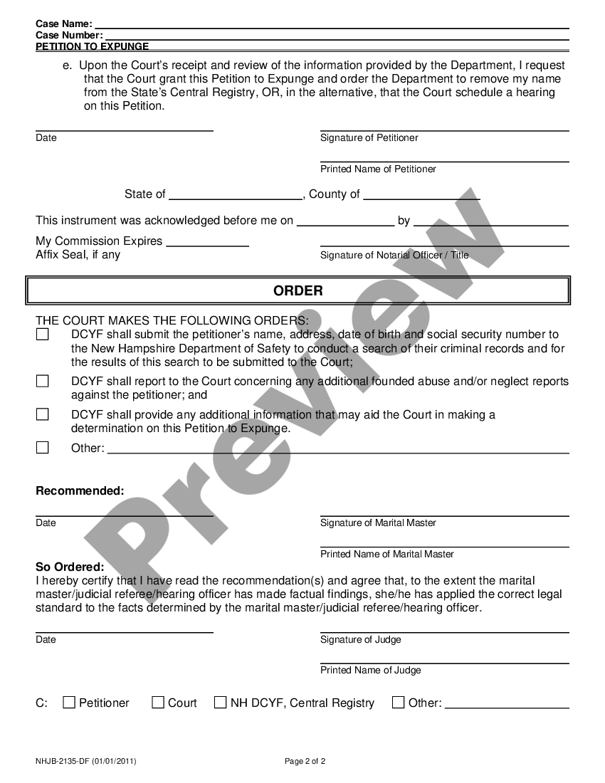 New Hampshire Petition to Expunge Remove Expungment Nh US Legal Forms