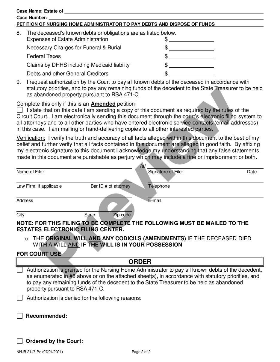 page 1 Affidavit of Nursing Home Administrator preview