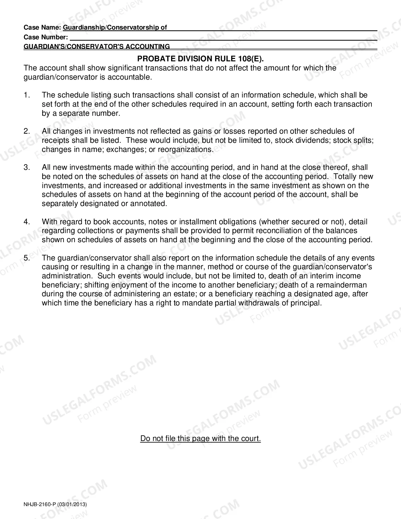 Preview Guardian or Conservator Accounting