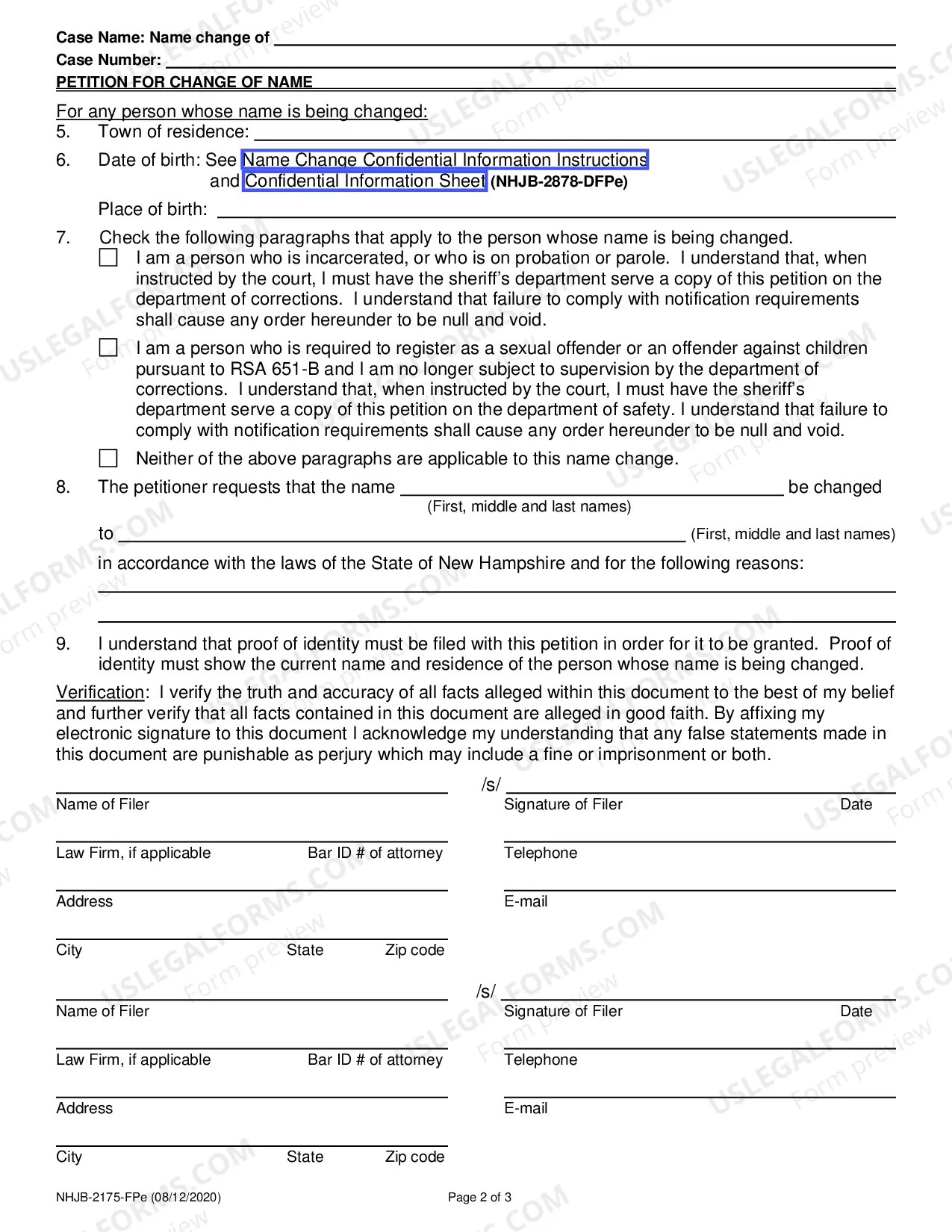 Preview Petition for Change of Name