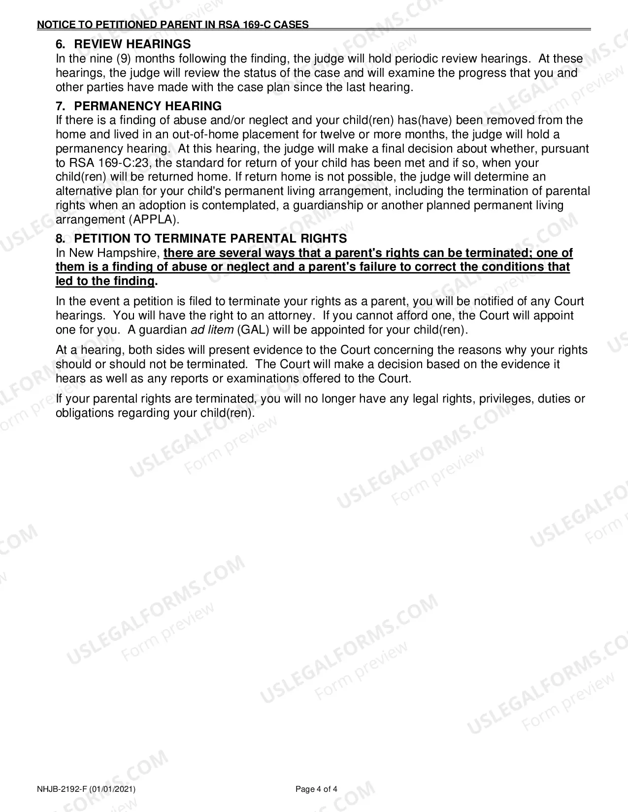 Preview Notice to Accused Parent