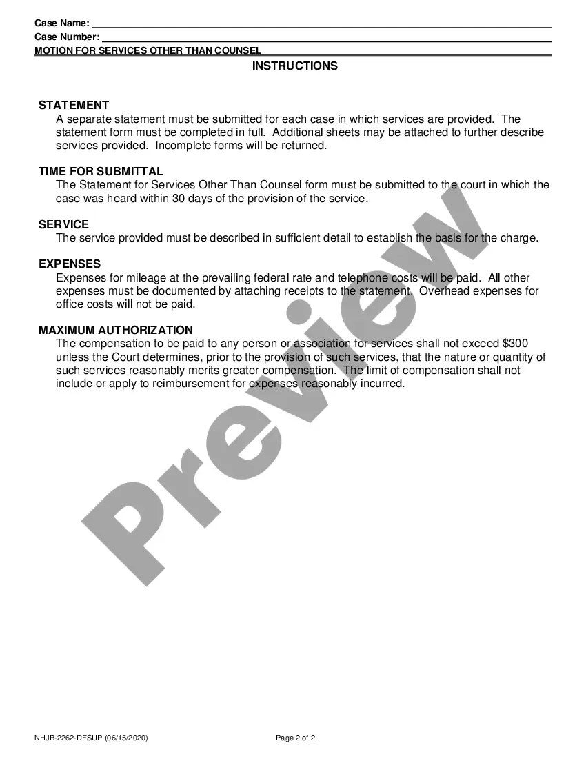 Preview Statement for Services Other Than Counsel