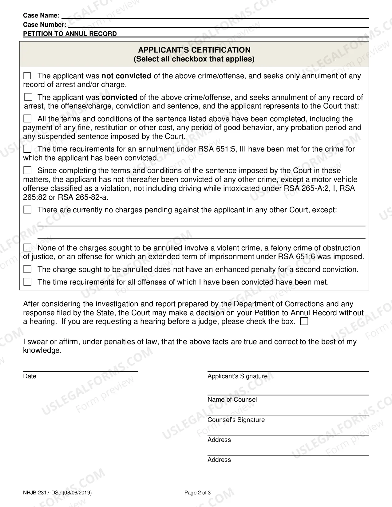 Preview Petition to Annul Record