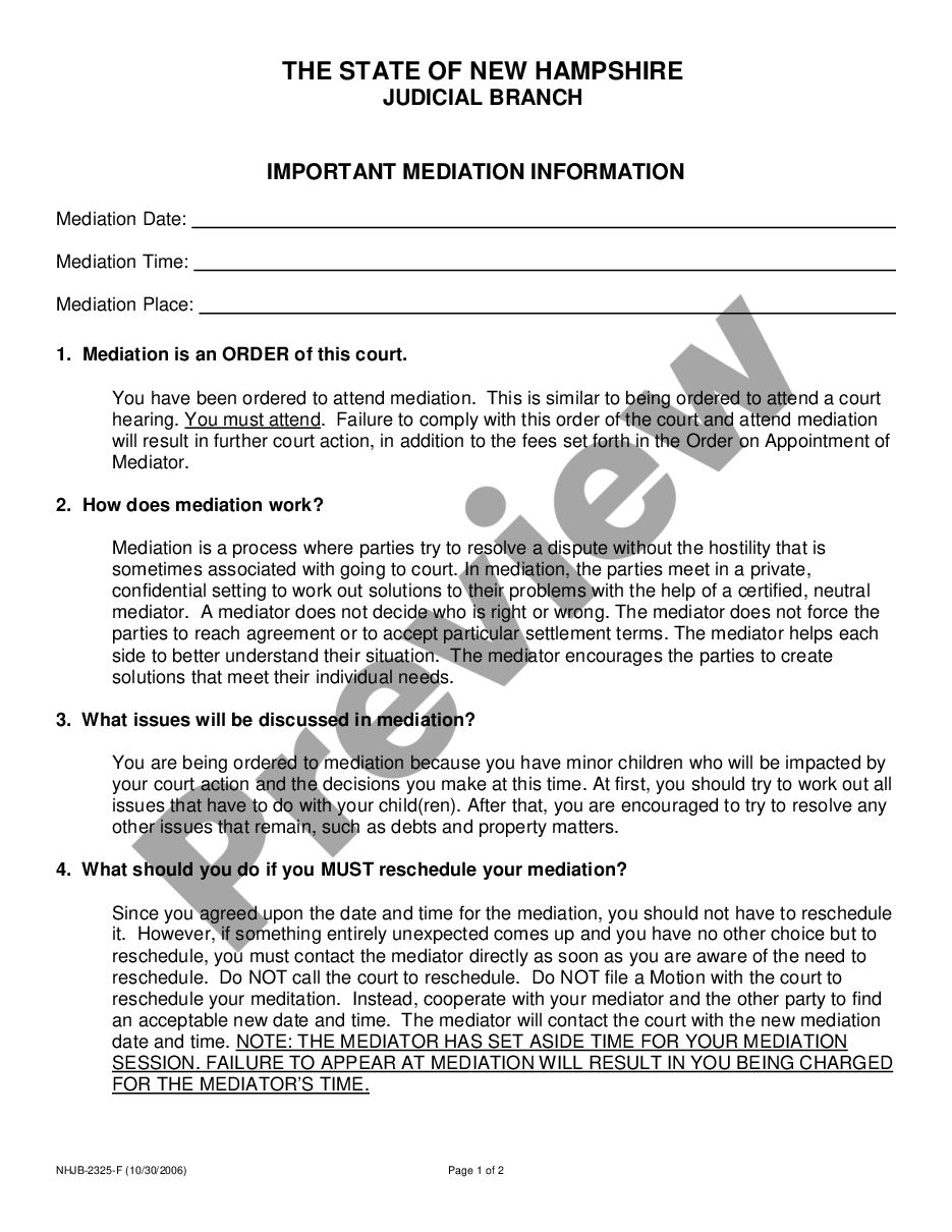 page 0 Important Mediation Information preview