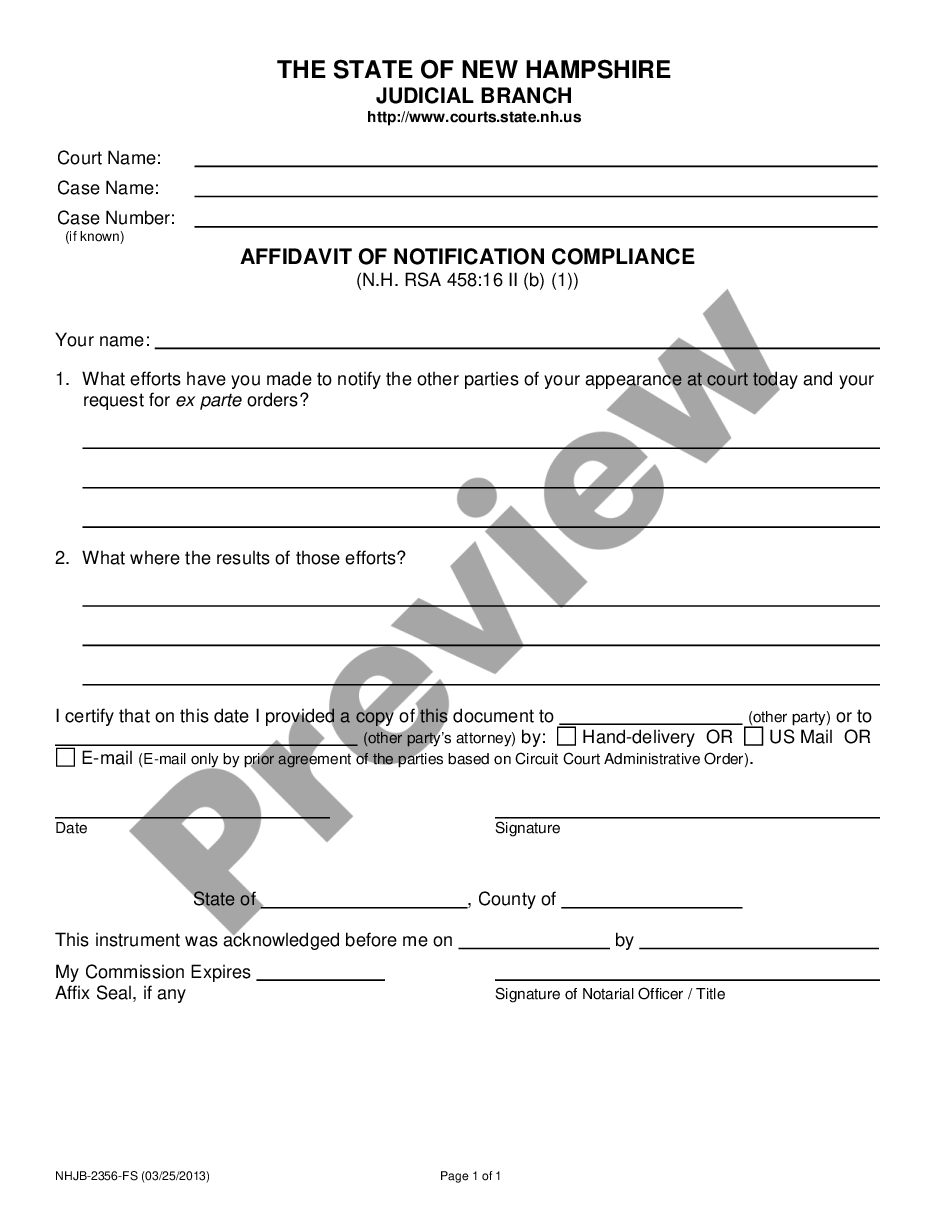 form Affidavit of Notification Compliance preview