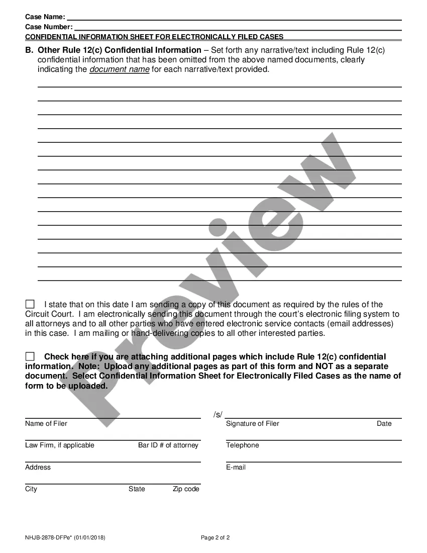 Preview Confidential Information Sheet