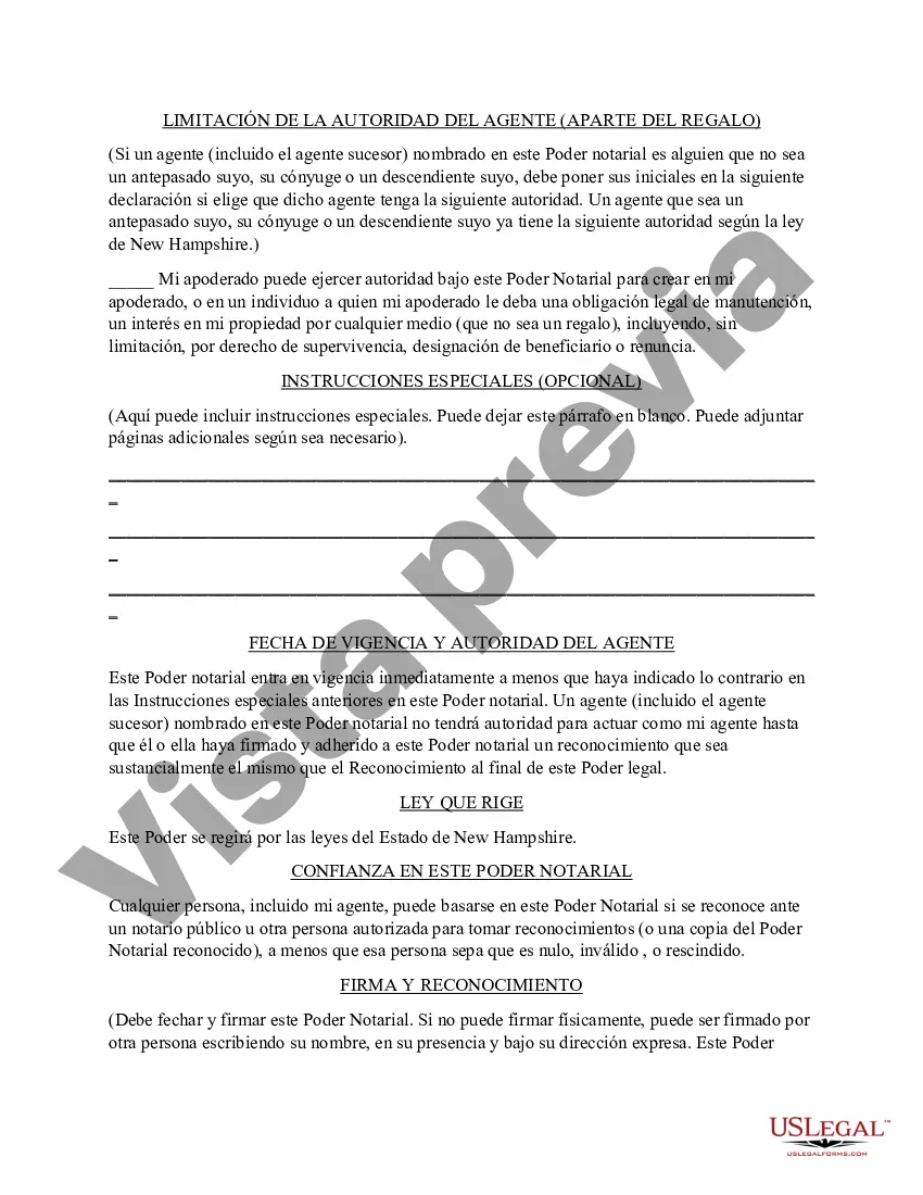 Preview Poder general duradero para la propiedad y las finanzas o efectivo financiero en caso de incapacidad