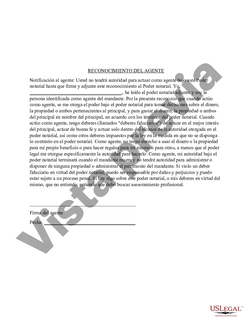 Preview Poder general duradero para la propiedad y las finanzas o efectivo financiero en caso de incapacidad