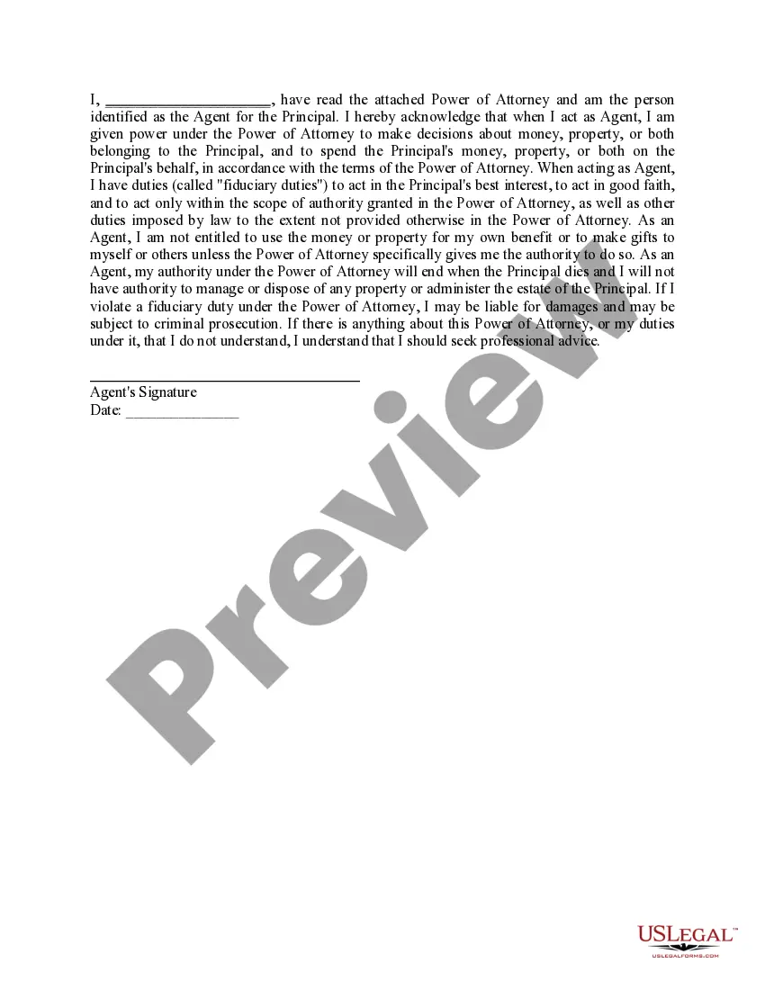 Preview General Durable Power of Attorney for Property and Finances or Financial Effective upon Disability