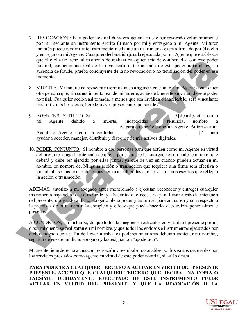 Preview Poder General Duradero para Bienes y Finanzas o Financiero Efectivo Inmediatamente