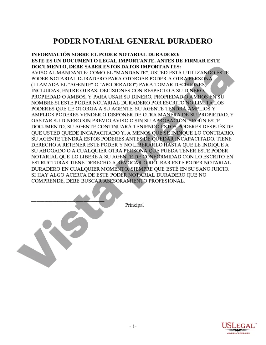 Preview Poder General Duradero para Bienes y Finanzas o Financiero Efectivo Inmediatamente