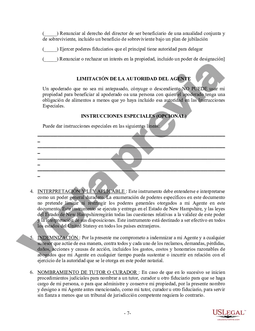Preview Poder General Duradero para Bienes y Finanzas o Financiero Efectivo Inmediatamente
