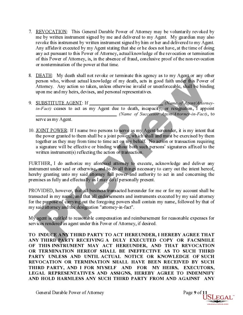 Preview General Durable Power of Attorney for Property and Finances or Financial Effective Immediately