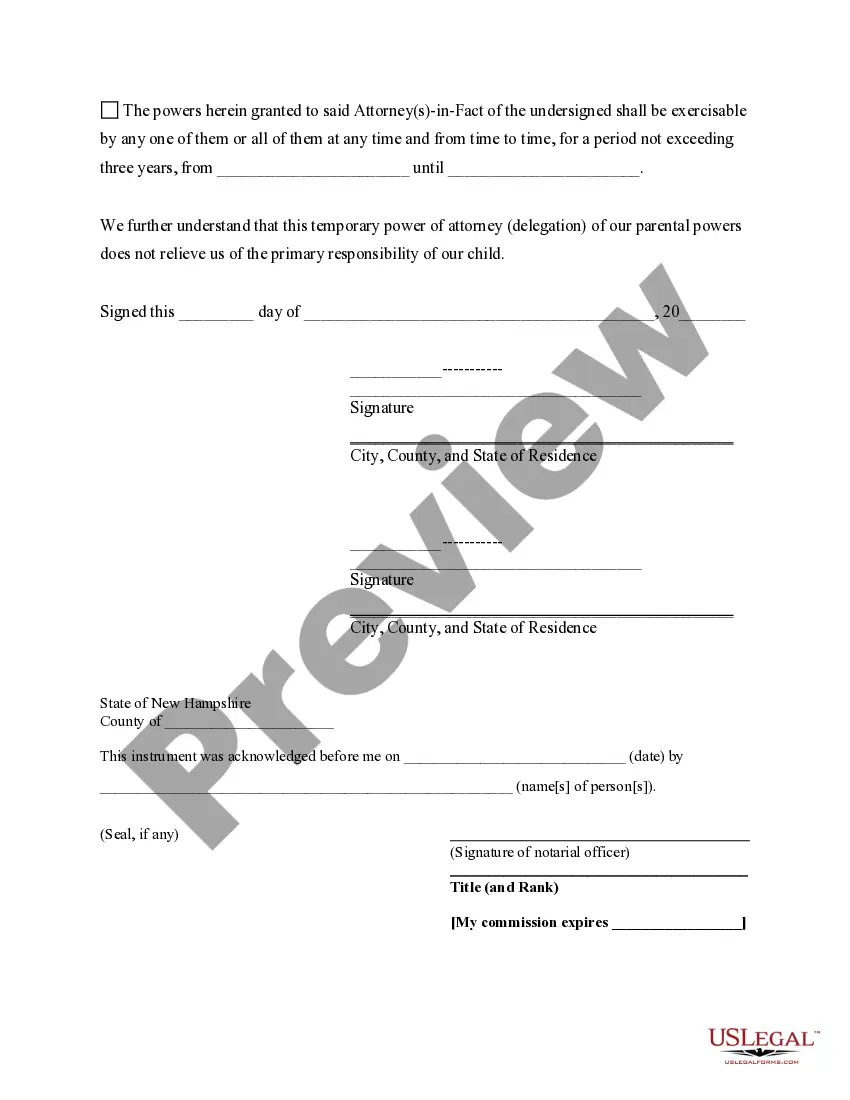 Preview Power of Attorney for Care and Custody of Child or Children