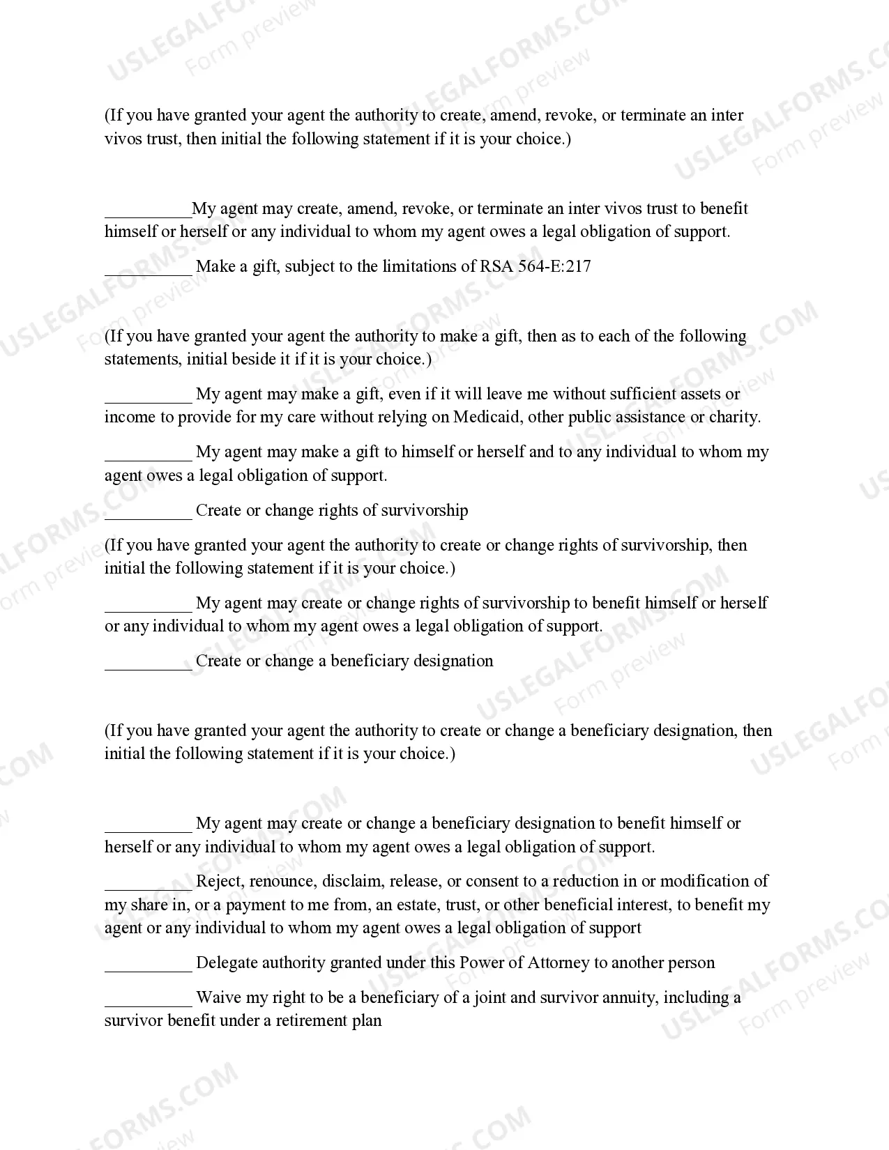 Preview Statutory Power of Attorney
