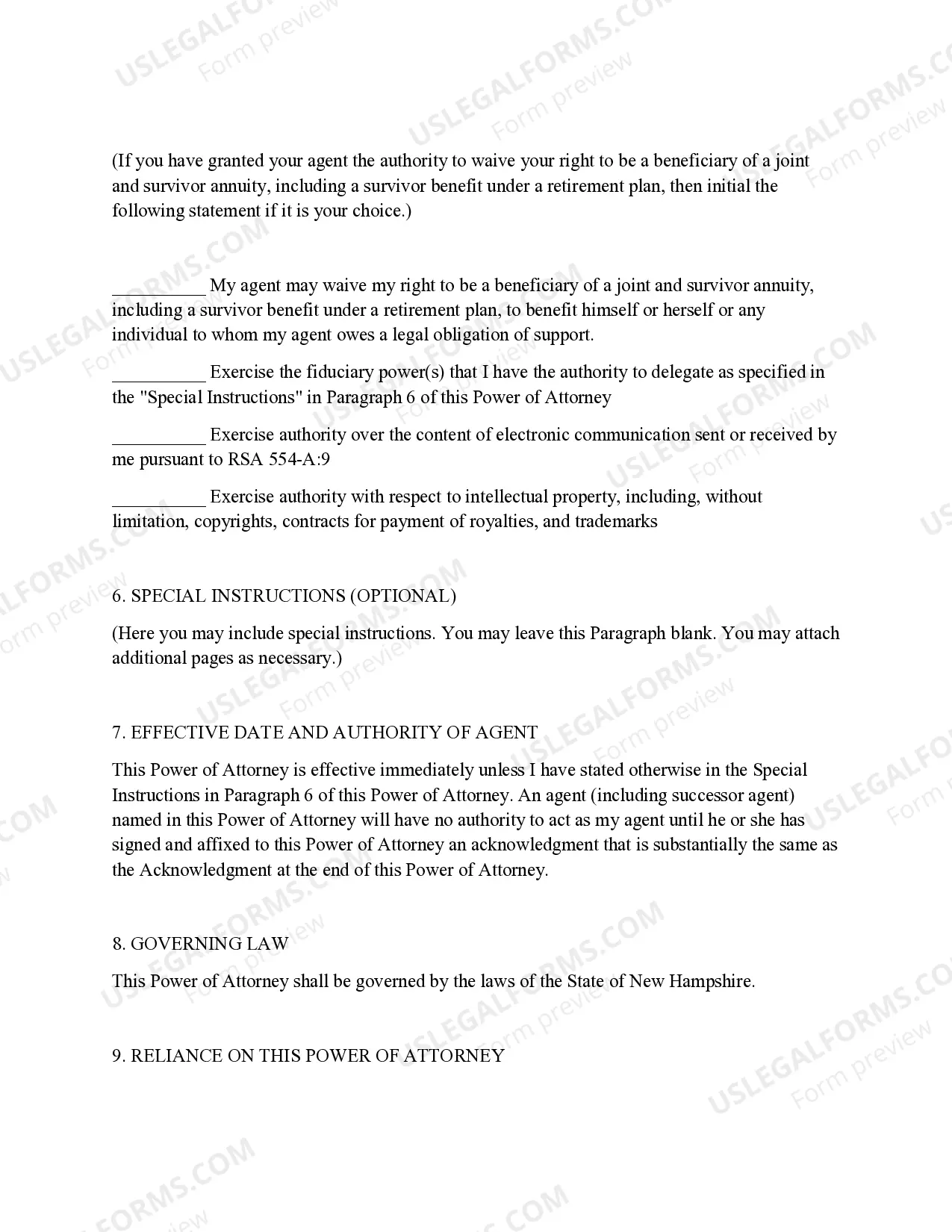Preview Statutory Power of Attorney