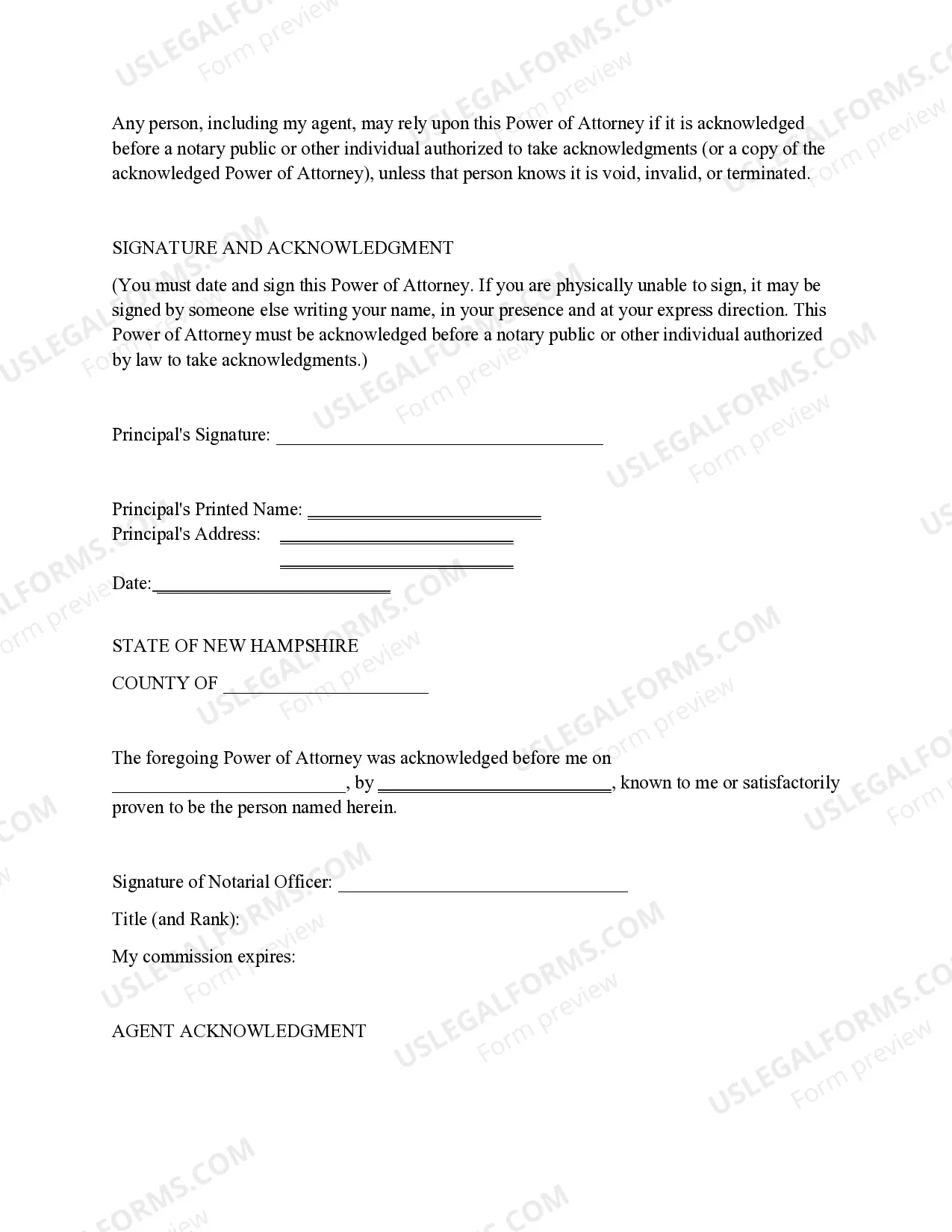 Preview Statutory Power of Attorney