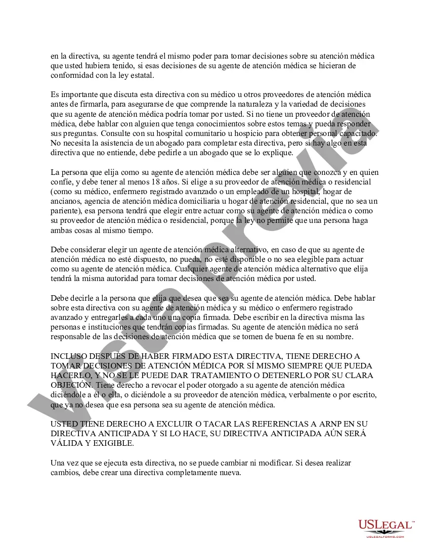 Preview Poder notarial duradero para el cuidado de la salud y testamento en vida - Estatutario