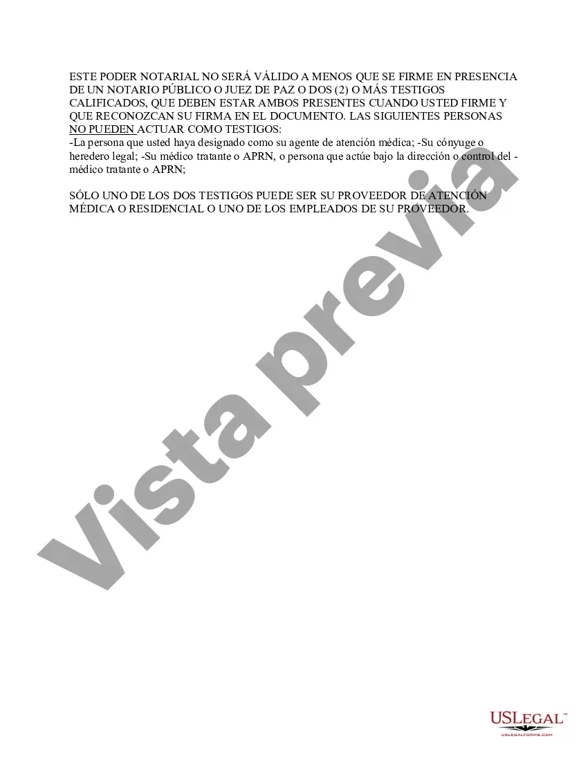 Preview Poder notarial duradero para el cuidado de la salud y testamento en vida - Estatutario