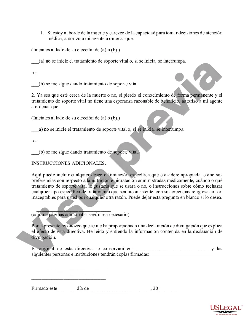 Preview Poder notarial duradero para el cuidado de la salud y testamento en vida - Estatutario