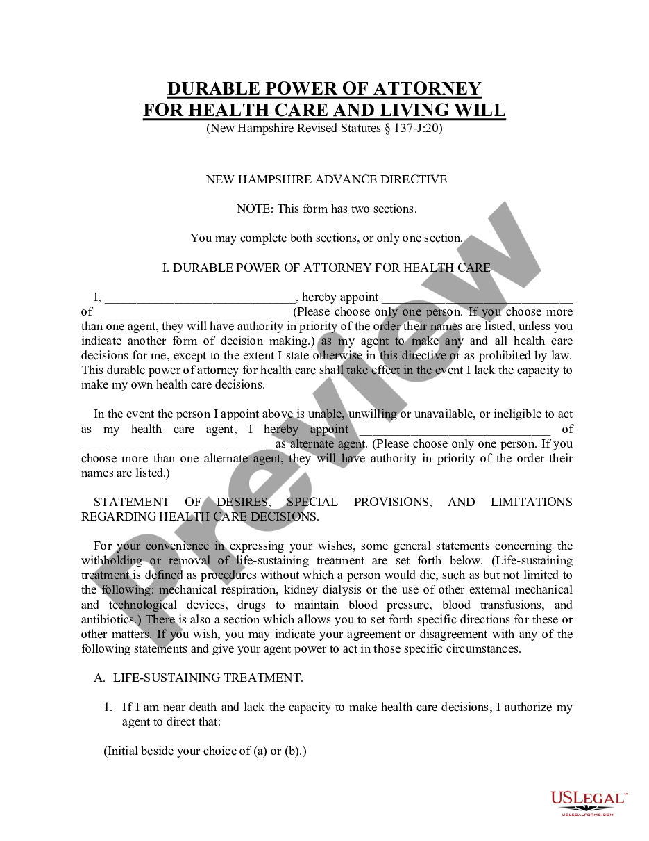 page 3 Durable Power of Attorney for Health Care and Living Will - Statutory preview