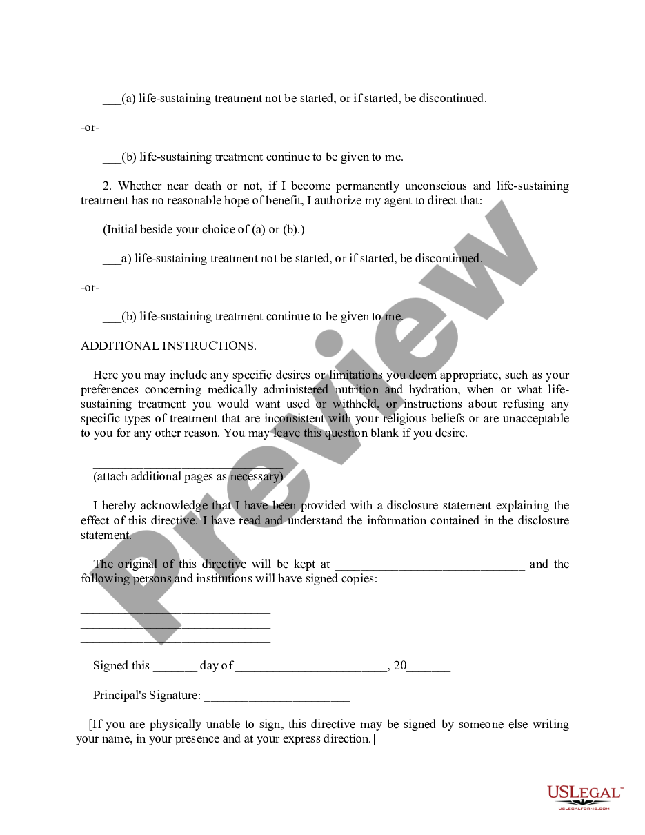 page 4 Durable Power of Attorney for Health Care and Living Will - Statutory preview