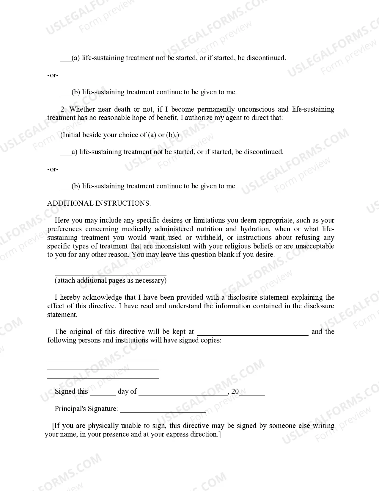 Preview Durable Power of Attorney for Health Care and Living Will - Statutory