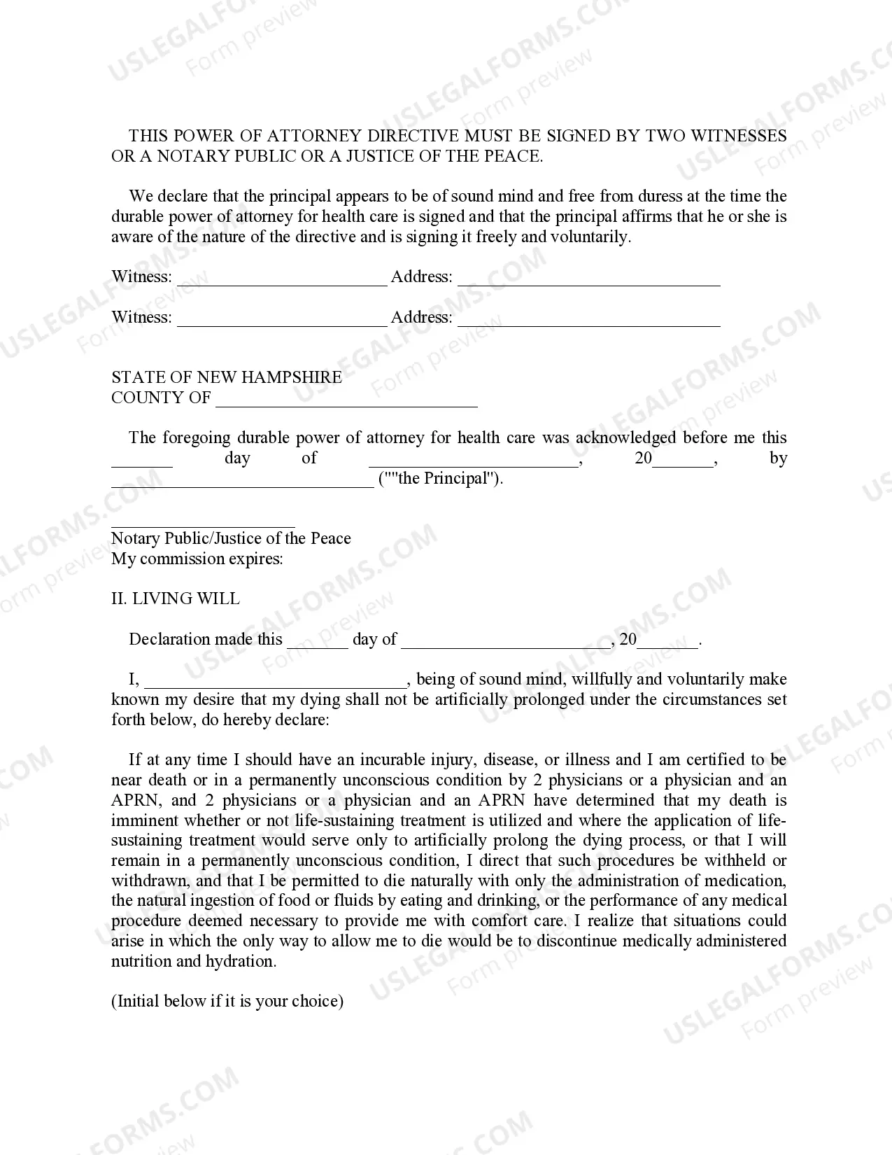 Preview Durable Power of Attorney for Health Care and Living Will - Statutory