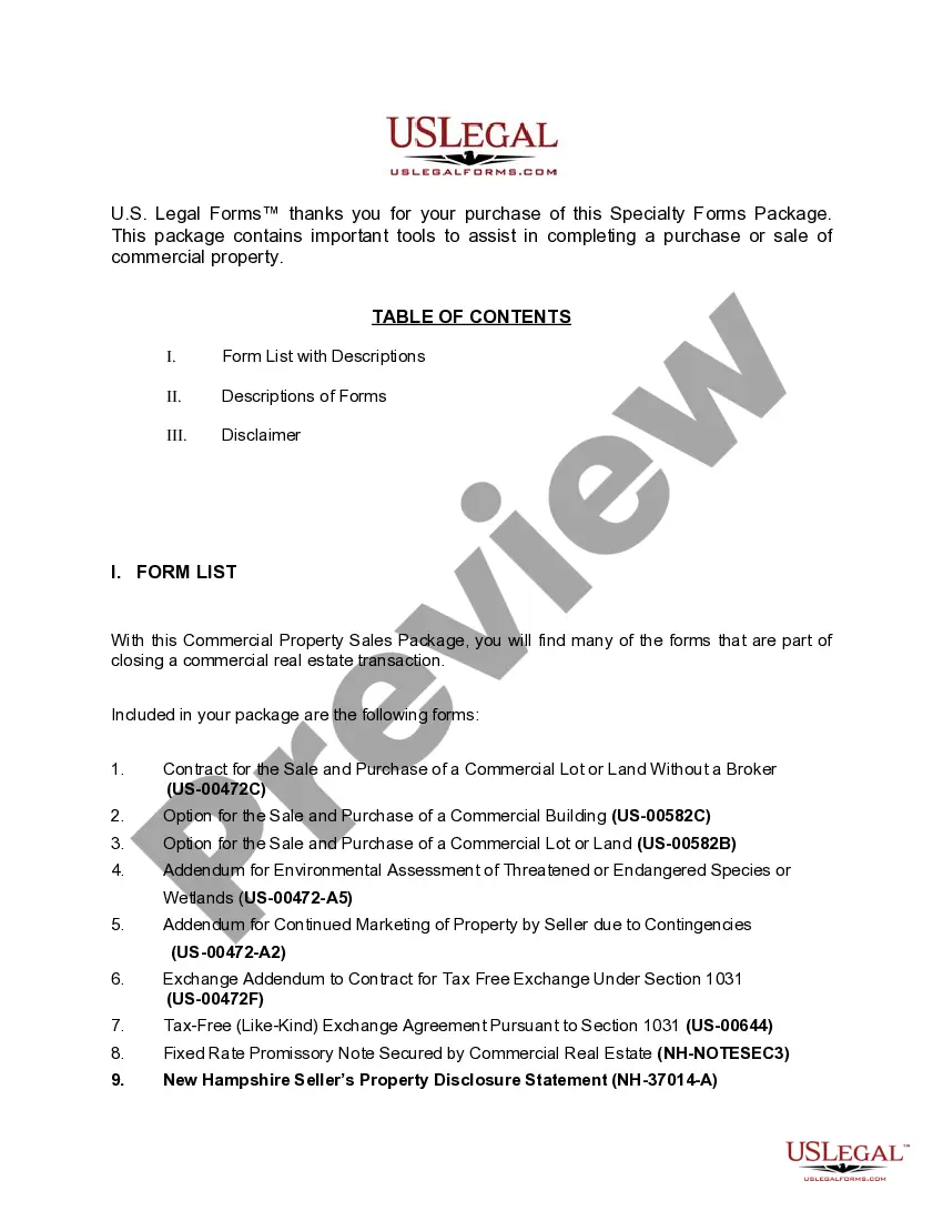 Preview New Hampshire Commercial Property Sales Package