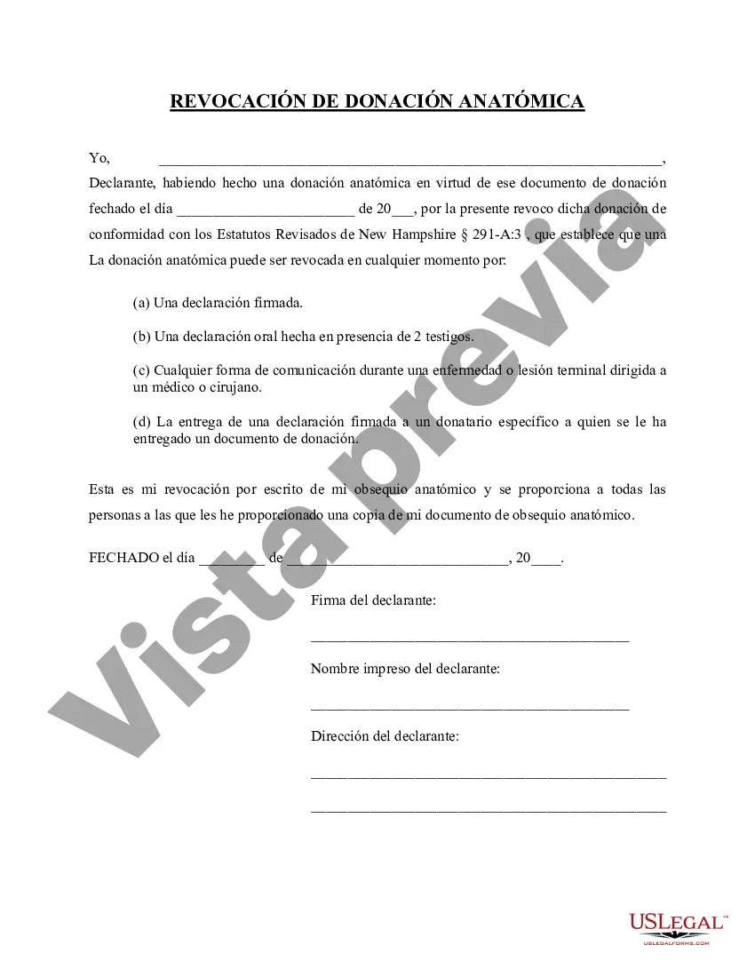 Preview Revocación de donación anatómica