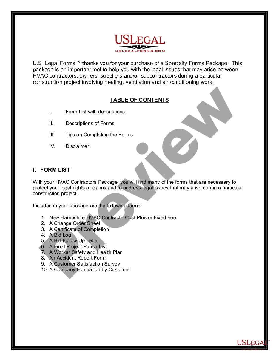 page 1 HVAC Contractor Package preview