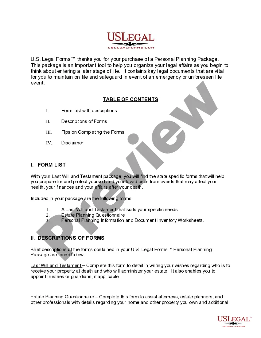 Preview New Hampshire Last Will and Testament Package