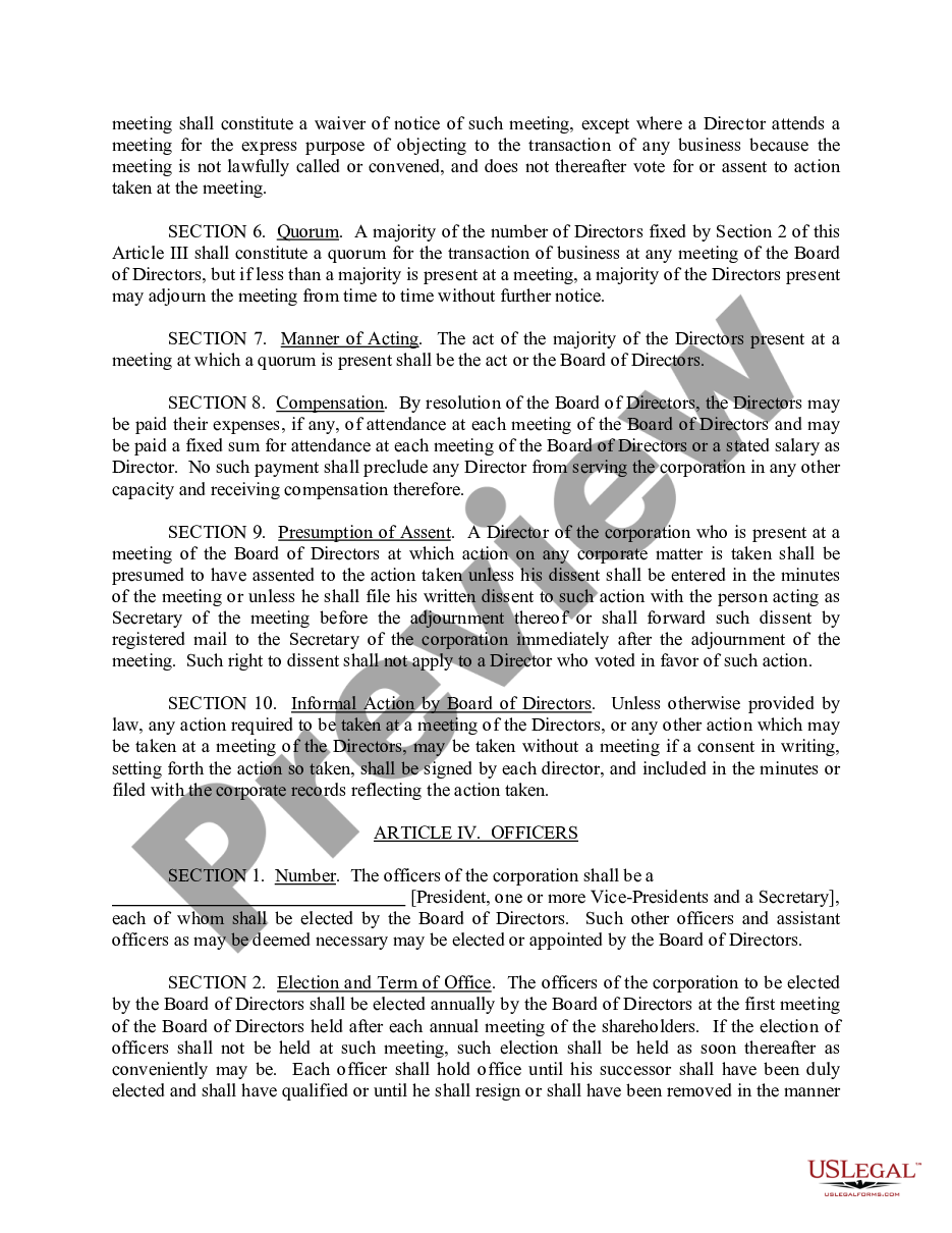 page 6 Sample Bylaws for a New Hampshire Professional Corporation preview