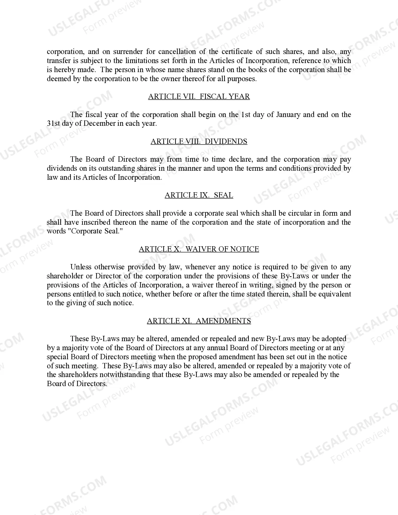 Preview Sample Bylaws for a New Hampshire Professional Corporation