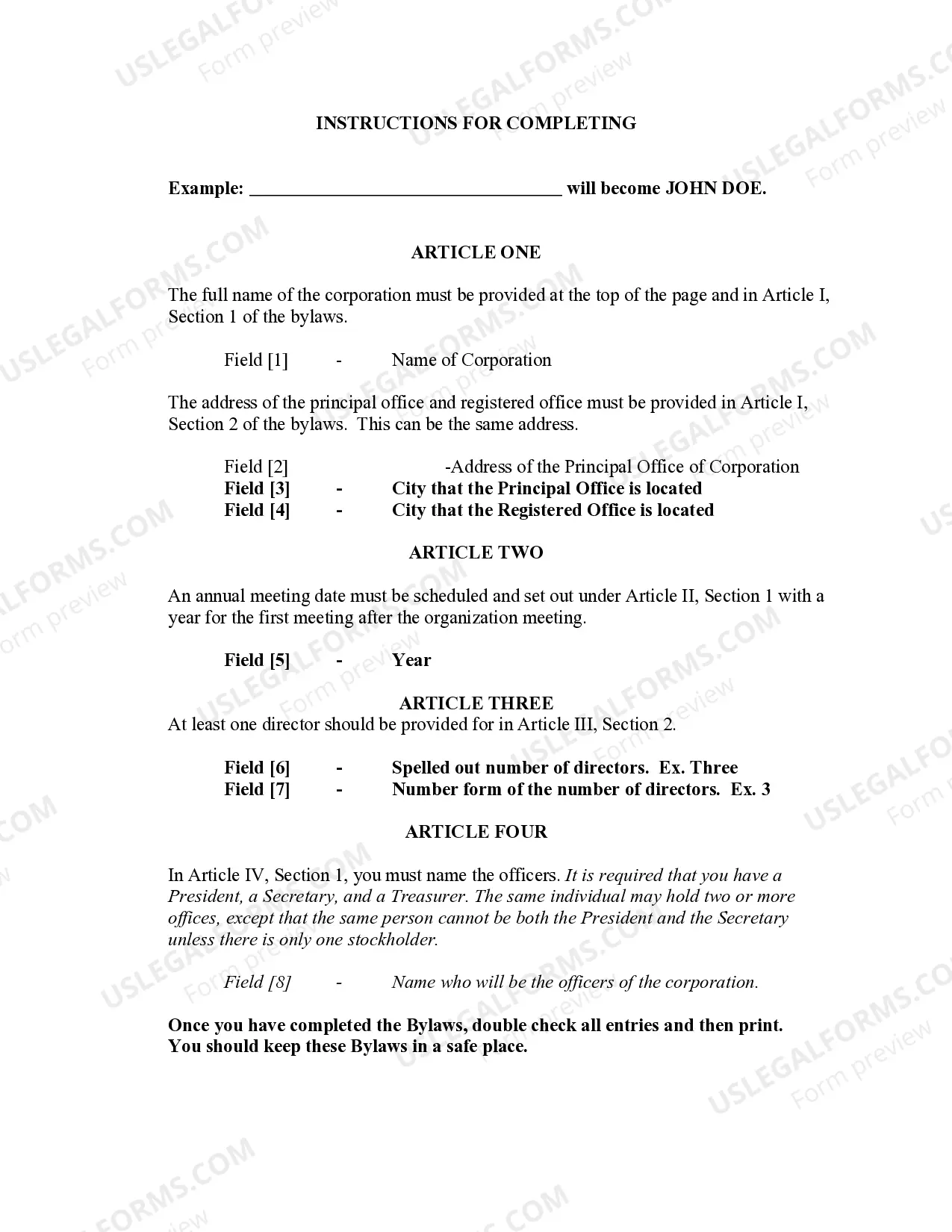 Preview Sample Bylaws for a New Hampshire Professional Corporation